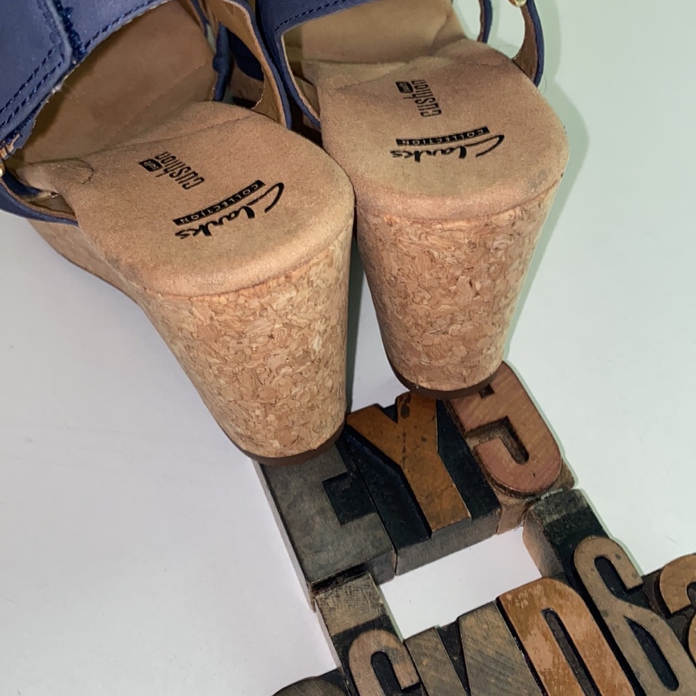 🆕CLARKS COLLECTION Women’s ‘Annadel Orchid’ Cork Platform in Navy Nubuck - Picture 7 of 10